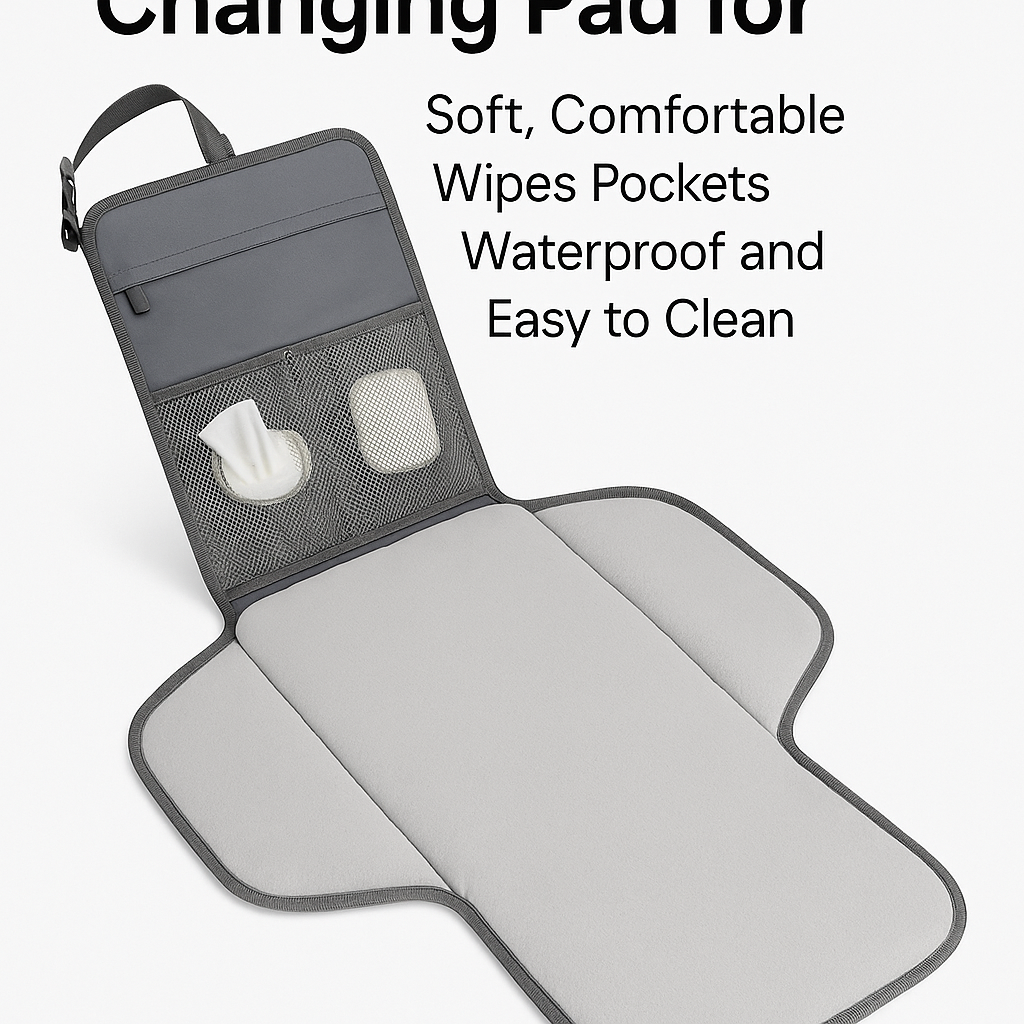 Portable Changing Pad for Baby – Soft, Comfortable Portable Diaper Changing Pad with Wipes Pockets, Waterproof and Easy to Clean – Baby Registry Search, new born baby essentials must haves, baby stuff