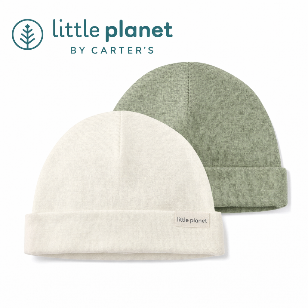 Little Planet by Carter's Unisex-Baby 2-Pack Caps Made with Organic Cotton